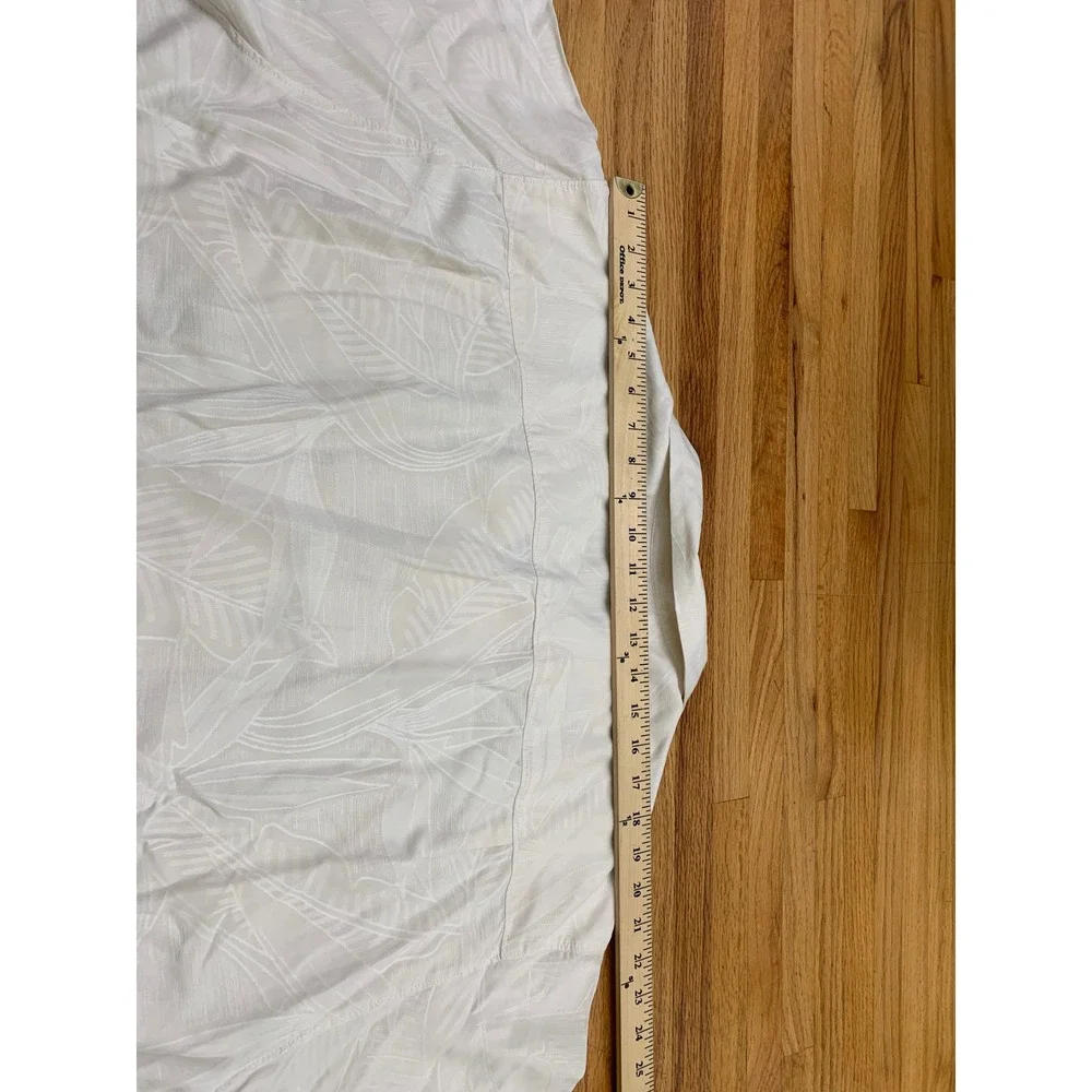 Tommy Bahama Men's XL Silk Camp Shirt Cream Tropical Leaf Jacquard Button Down